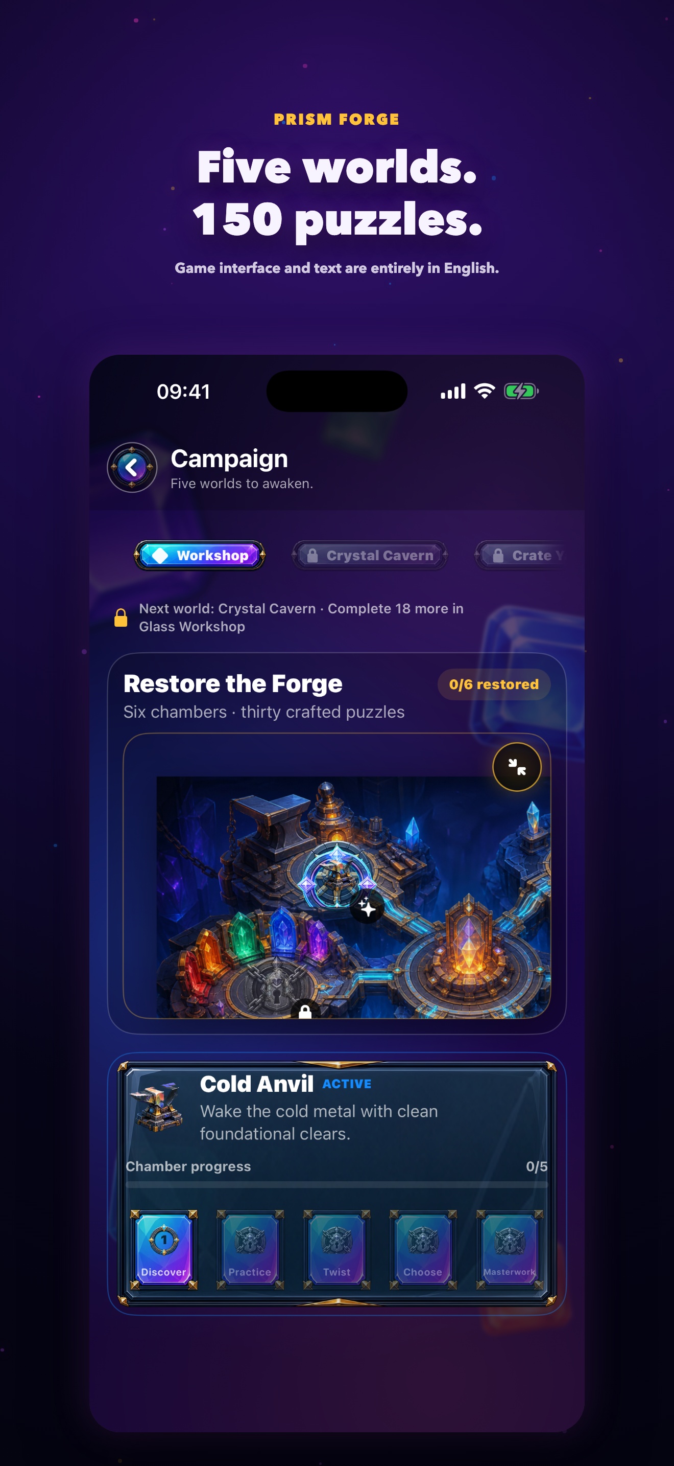 Actual gameplay: the Crystal Cavern campaign map